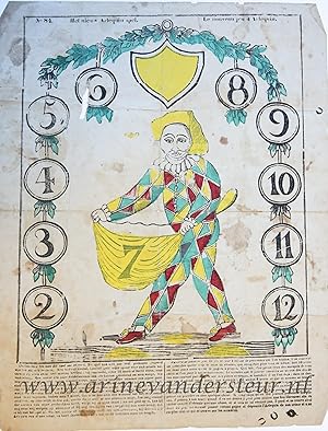 [Centsprent/catchpenny print, antique game, gambling] Het nieuw Arlequin Spel. / Le nouveau Jeu d...