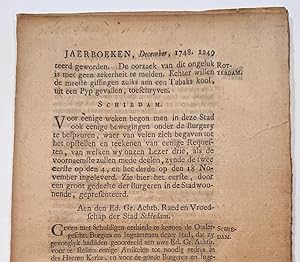 [History, Schiedam, 1748] Pages on Schiedam from Nederlandsche jaerboeken, inhoudende een verhael...