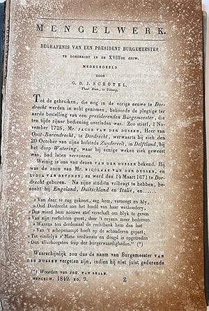 Bild des Verkufers fr [History, Dordrecht, 1849, Rare] Mengelwerk, begrafenis van een president burgemeester te Dordrecht in de XVIIde eeuw, Dordrecht [1849], 384 pp. zum Verkauf von Antiquariaat Arine van der Steur / ILAB