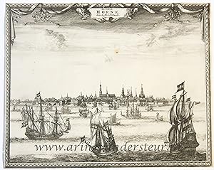 [Antique print, etching, oude prent Hoorn] View of Hoorn, published 1726.