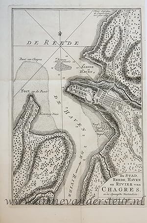 Seller image for [Antique print, cartography] De Stad, reede, haven en rivier van CHAGRES . (Panama), published 1765. for sale by Antiquariaat Arine van der Steur / ILAB