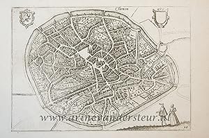 [Antique map, engraving] Tienen, published ca. 1610.