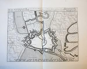[Antique print, etching] Map of Oudenaarde/Audenarde (Spanish Succession War), published 1729.