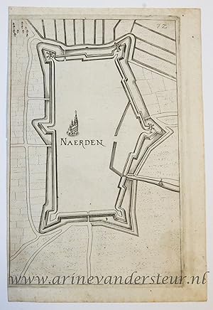 [Antique print; cartography, oude prent Naarden] NAERDEN, published 1673.