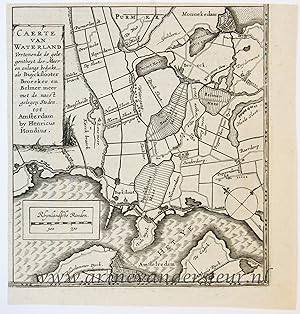 Bild des Verkufers fr [Antique print, cartography, etching and engraving] CAERTE VAN WATERLAND, oude kaart van Waterland, published ca. 1631-1682. zum Verkauf von Antiquariaat Arine van der Steur / ILAB