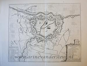 [Antique print, etching] Map of the siege of Ath/Aat (Spanish Succession War), published 1729.