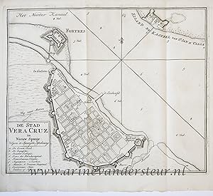 [Antique print, cartography] De Stad Vera Cruz (Mexico), published 1765.