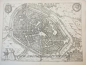 [Antique print, cartography] Mons/Bergen, published ca. 1610.