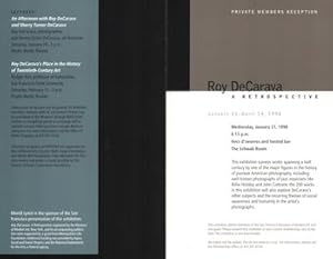 Immagine del venditore per Roy DeCarava: A Retrospective. (Invitation to private members reception, January 21, 1998.) venduto da Wittenborn Art Books