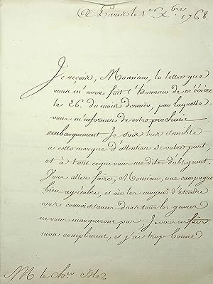 Seller image for Lettre signe  Jean-Jacques Isle de Beauchaine for sale by Librairie Trois Plumes