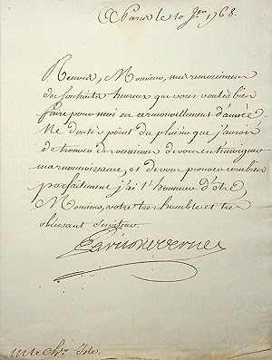 Seller image for Lettre signe  Jean-Jacques Isle de Beauchaine for sale by Librairie Trois Plumes