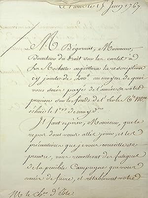 Seller image for Lettre signe  Jean-Jacques Isle de Beauchaine for sale by Librairie Trois Plumes