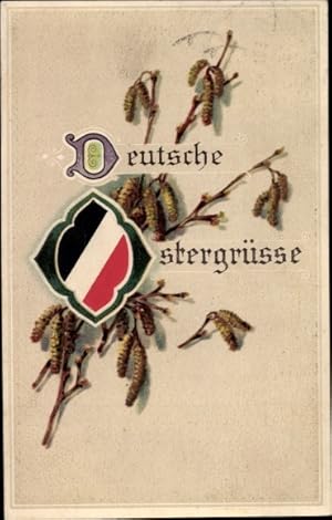 Ansichtskarte / Postkarte Glückwunsch Ostern, Patriotik, Kaiserreich, Birkenkätzchen, EAS K 125
