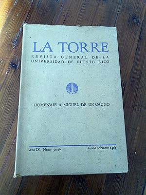 LA TORRE. Revista General de la Universidad de Puerto Rico. Año IX - Núms 35-36. HOMENAJE A MIGUE...