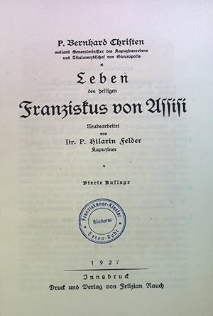 Image du vendeur pour Leben des heiligen Franziskus von Assisi mis en vente par books4less (Versandantiquariat Petra Gros GmbH & Co. KG)
