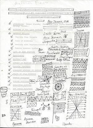 Bild des Verkufers fr [Antonia Fraser; International P.E.N.] Typed Agenda, heavily doodled by Lady Fraser, for a "Meeting of the Executive Committee of the English Centre of International P.E.N." zum Verkauf von Richard M. Ford Ltd