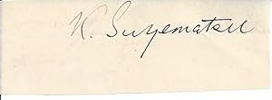 Bild des Verkufers fr [Suematsu Kencho; Japanese politician etc] Signature "K. Suyematsu" ONLY. zum Verkauf von Richard M. Ford Ltd
