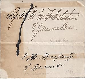 Seller image for [Lydia M. von Finkelstein of Jerusalem] Signature only "Lydia M. von Finkelstein of Jerusalem" with that of her "attendant" "B.[H?]oofsaly of Beirut." for sale by Richard M. Ford Ltd