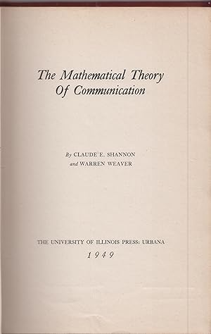 Image du vendeur pour The Mathematical Theory of Communication mis en vente par Robinson Street Books, IOBA