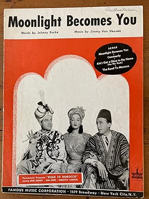 Bild des Verkufers fr MOONLIGHT BECOMES YOU (from "Road to Morocco" with Bob Hope, Bing Crosby, Dorothy Lamour) zum Verkauf von Jim Hodgson Books