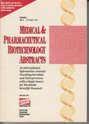 Bild des Verkufers fr Medical & Pharmaceutical Biotechnology Abstracts, Vol. 1, No.5 October 1993 zum Verkauf von Robinson Street Books, IOBA