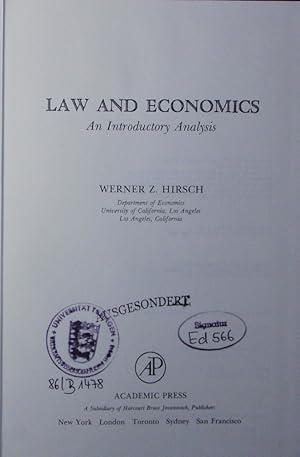 Bild des Verkufers fr Law and economics. an introductory analysis. zum Verkauf von Antiquariat Bookfarm
