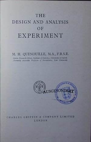 Imagen del vendedor de The design and analysis of experiment. a la venta por Antiquariat Bookfarm