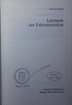 Seller image for Lehrbuch der Faktorenanalyse. for sale by Antiquariat Bookfarm