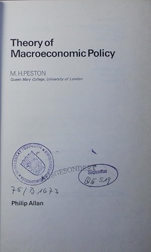 Seller image for Theory of macroeconomic policy. for sale by Antiquariat Bookfarm