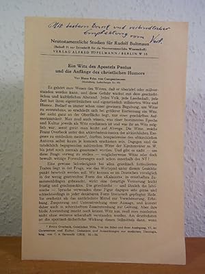 Imagen del vendedor de Ein Witz des Apostels Paulus und die Anfnge des christlichen Humors [Sonderdruck] a la venta por Antiquariat Weber