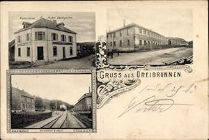 Troisfontaines Dreibrunnen Lothringen Moselle, Glasfabrik Hirsch und Hammel, Restauration, Bahnho...