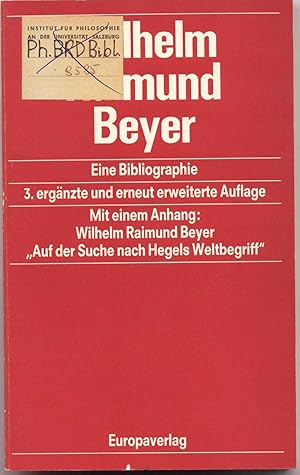 Bild des Verkufers fr Wilhelm Raimund Beyer Eine Bibliographie zum Verkauf von avelibro OHG