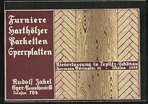 Ansichtskarte Teplitz Schönau / Teplice, Werbekarte für Holzgeschäft Rudolf Jakel, Hermann Göring...