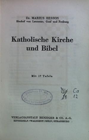 Bild des Verkufers fr Katholische Kirche und Bibel zum Verkauf von books4less (Versandantiquariat Petra Gros GmbH & Co. KG)