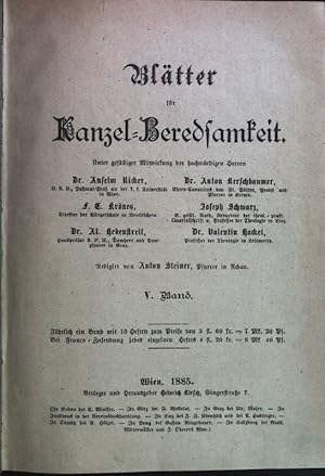 Imagen del vendedor de Bltter fr Kanzel-Beredsamkeit; V. Band. a la venta por books4less (Versandantiquariat Petra Gros GmbH & Co. KG)