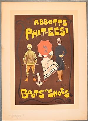 Affiche anglaise pour la Fabrique de Chaussures Bottes et Souliers. Abbotts Phit-Eesi. Boots and ...