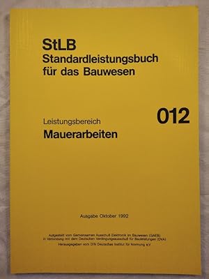 Standardleistungsbuch für das Bauwesen: Leistungsbereich 012 Mauerarbeiten.