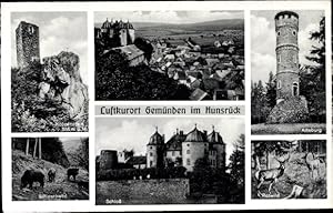 Bild des Verkufers fr Ansichtskarte / Postkarte Gemnden im Hunsrck, Alteburg, Rotwild, Schwarzwild, Schloss zum Verkauf von akpool GmbH