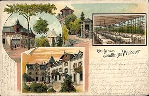 Litho München Bayern, Gaststätte Sendlinger Weinbauer