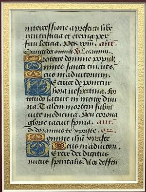 An Illuminated Manuscript Leaf from a Book of Hours.