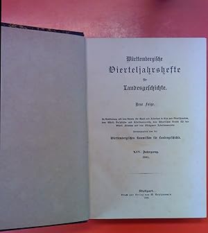 Imagen del vendedor de Wrttembergische Vierteljahreshefte fr Landesgeschichte. Neue Folge, XIV. Jahrgang 1905 a la venta por biblion2