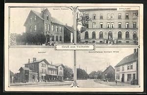 Ansichtskarte Vechelde, Bahnhof, Amtsgericht, Kaiserliches Postamt