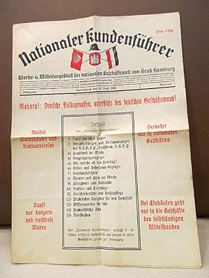 Nationaler Kundenführer. Werbe- und Mitteilungsblatt der nationalen Geschäftswelt von Groß-Hambur...