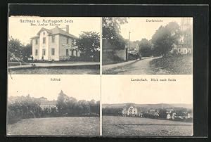 Bild des Verkufers fr Ansichtskarte Saida, Gasthaus v. Arthur Richter, Schloss, Dorfansicht zum Verkauf von Bartko-Reher