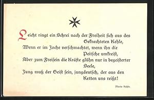 Seller image for Ansichtskarte Leicht ringt ein Schrei nach der Freiheit sich aus des., Weimarer Republik for sale by Bartko-Reher