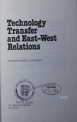 Imagen del vendedor de Technology transfer and East-West relations. a la venta por Antiquariat Bookfarm