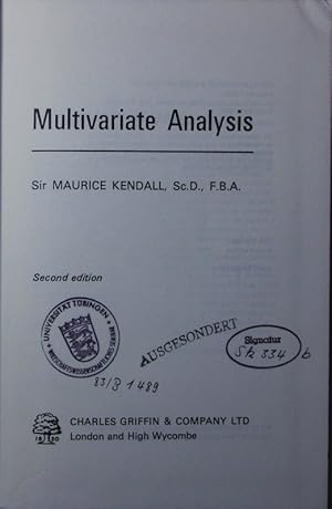 Immagine del venditore per Multivariate analysis. venduto da Antiquariat Bookfarm