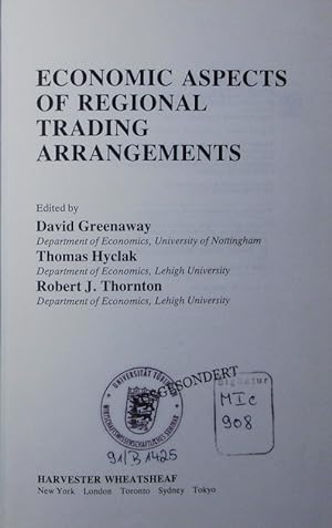 Bild des Verkufers fr Economic aspects of regional trading arrangements. zum Verkauf von Antiquariat Bookfarm