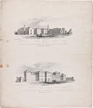 Seller image for VIEW OF THE DEPARTMENT FOR WHITE CHILDREN OF THE HOUSE OF REFUGE. LOOKING FROM THE SOUTH WEST [with:] VIEW OF THE DEPARTMENT FOR COLORED CHILDREN OF THE HOUSE OF REFUGE. LOOKING FROM THE NORTH WEST [caption titles] for sale by William Reese Company - Americana