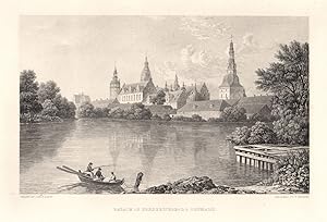 FREDERICKSBORG CASTLE IN DENMARK Beautiful 1880s Steel Engraving